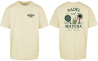 Padel & Matcha Oversized Tee in Yellow, front and back