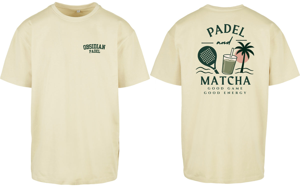 Padel & Matcha Oversized Tee in Yellow, front and back