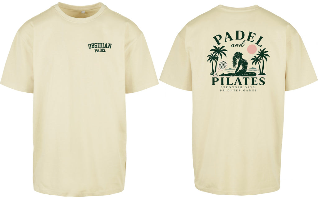 Padel & Pilates Oversized Tee in Yellow, front and back