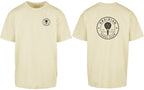 Roundel Oversized Tee in Yellow with black print, front and back
