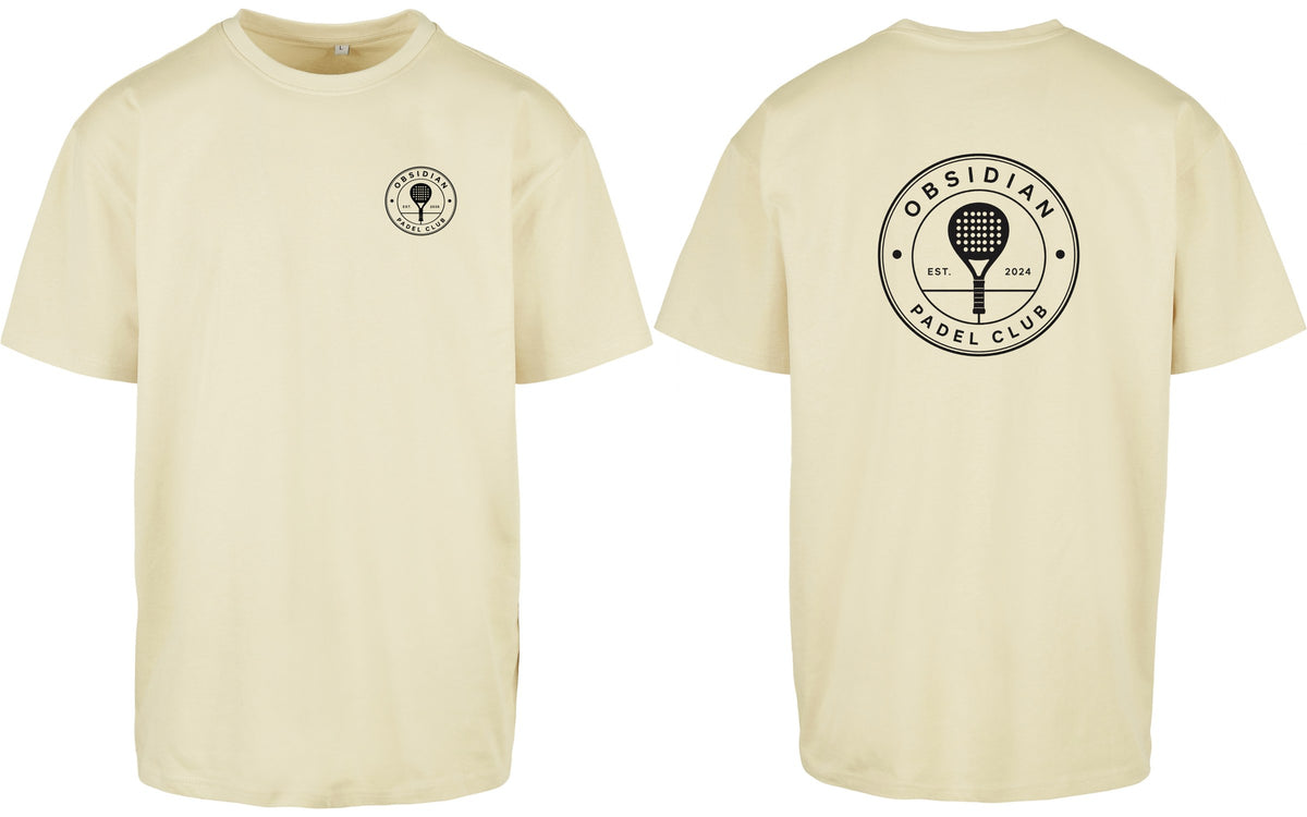 Roundel Oversized Tee in Yellow with black print, front and back