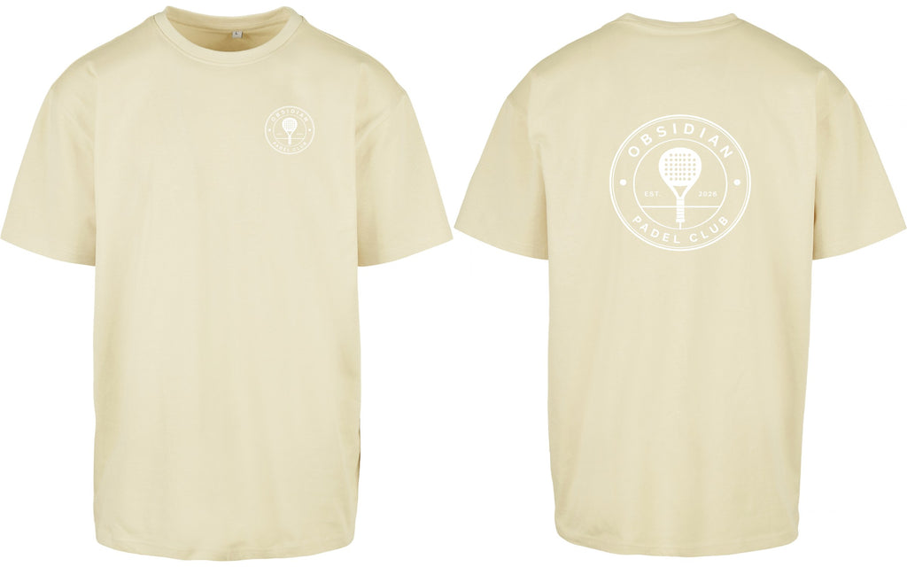 Roundel Oversized Tee in Yellow with white print, front and back