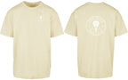 Roundel Oversized Tee in Yellow with white print, front and back