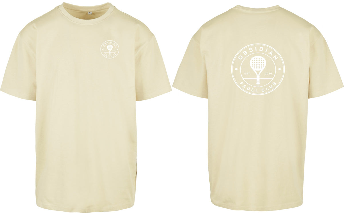 Roundel Oversized Tee in Yellow with white print, front and back