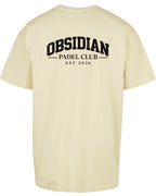 Varsity Oversized Tee in Yellow with black print, back