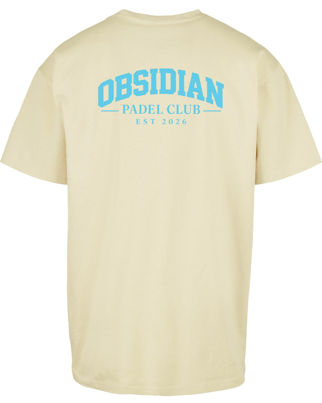 Varsity Oversized Tee in Yellow with light blue print, back