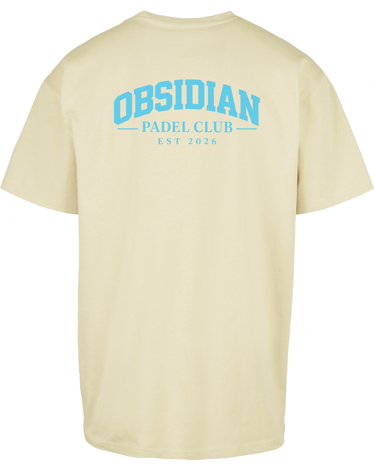 Varsity Oversized Tee in Yellow with light blue print, back