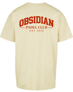 Varsity Oversized Tee in Yellow with red print, back