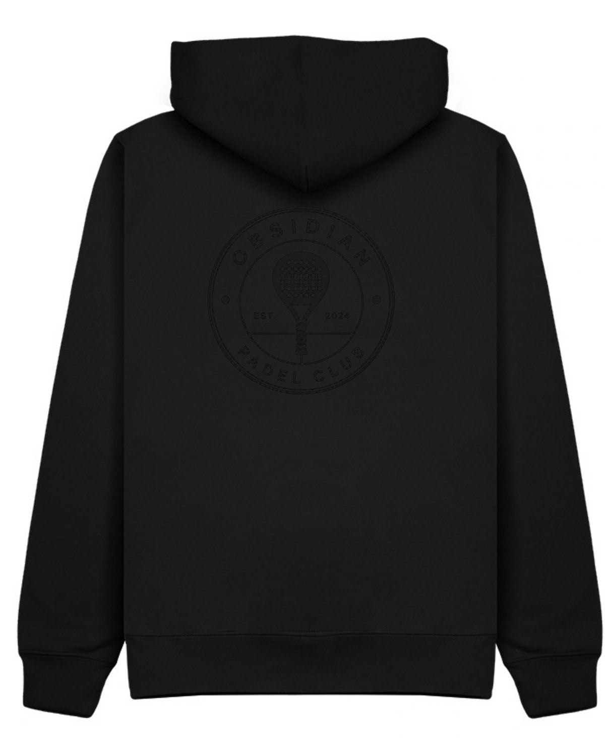 Roundel Hoodie in Black with black print, back