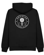 Roundel Hoodie in Black with white print, back