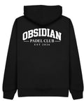Varsity Hoodie in Black with white print, back