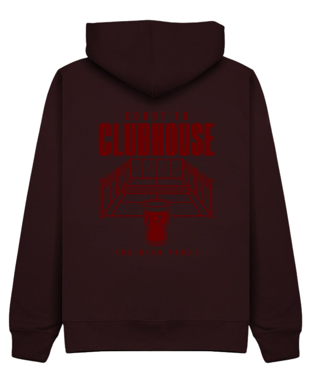 Court to Clubhouse Hoodie in Cherry with cherry print, back