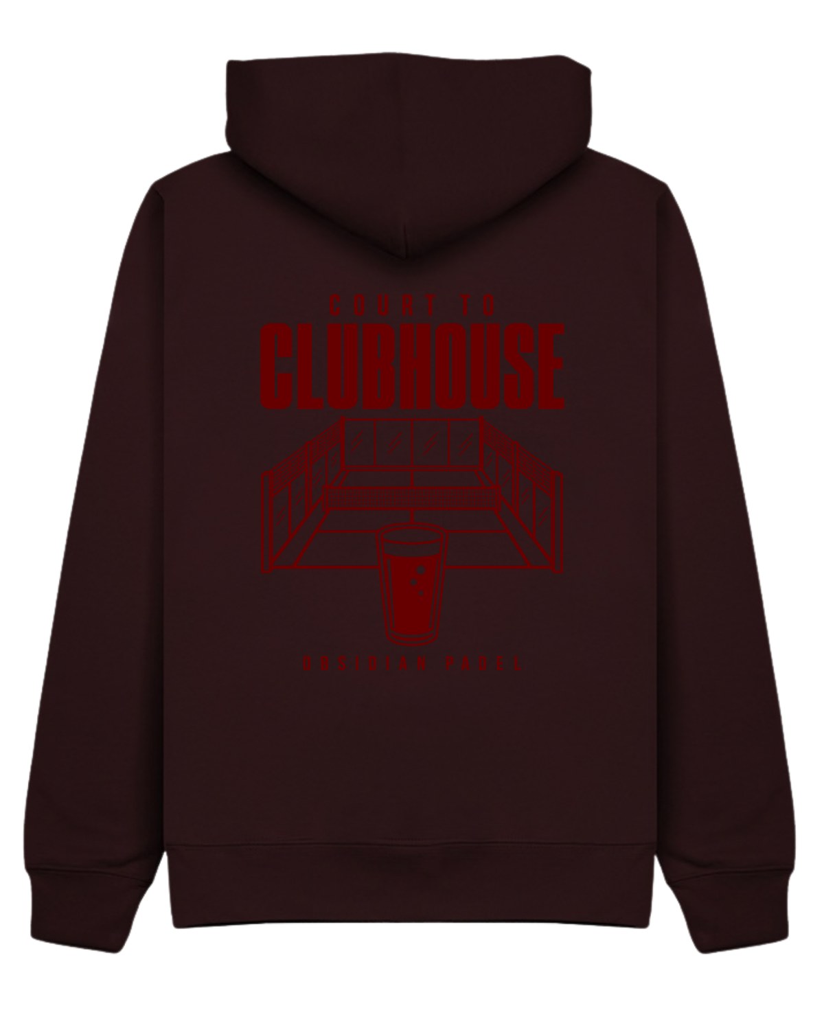 Court to Clubhouse Hoodie in Cherry with cherry print, back