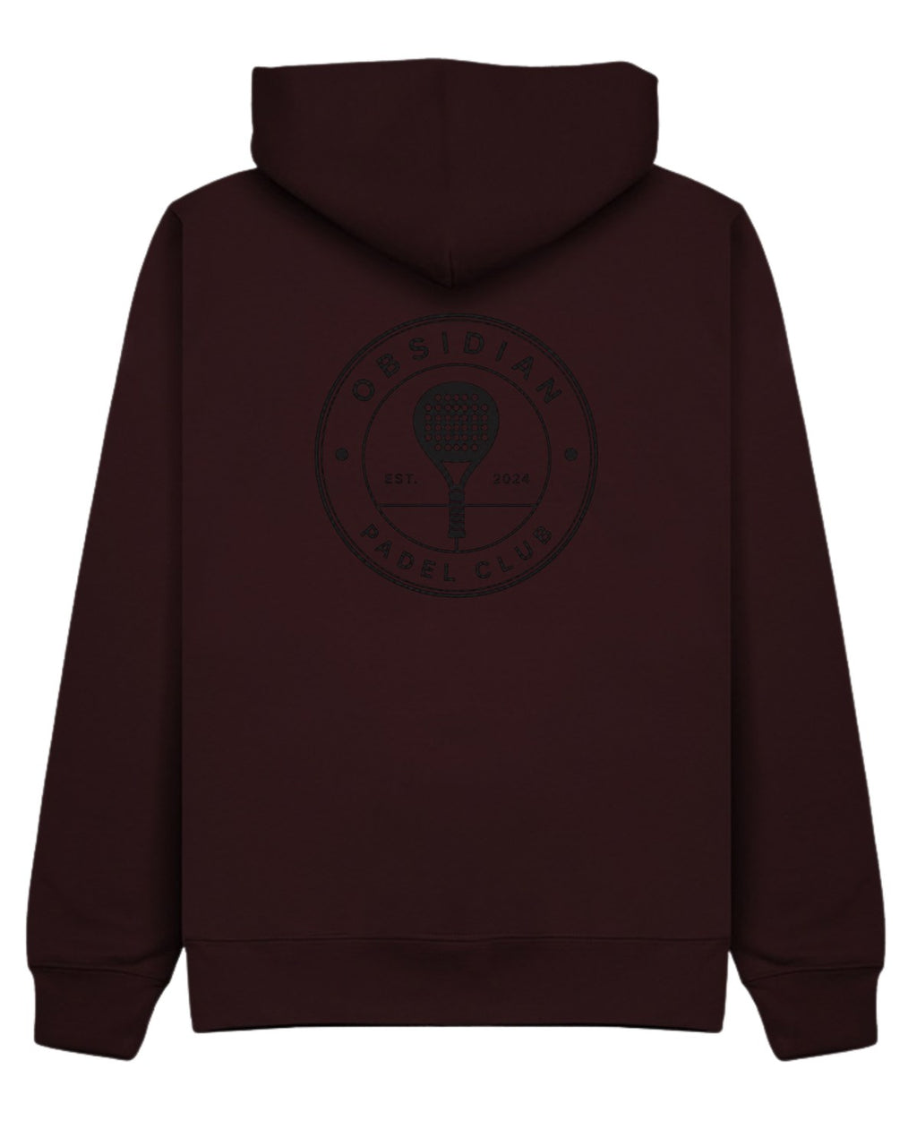 Roundel Hoodie in Cherry with black print, back