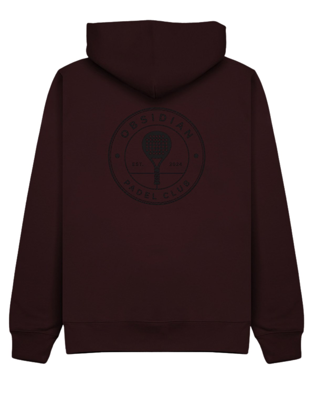 Roundel Hoodie in Cherry with black print, back