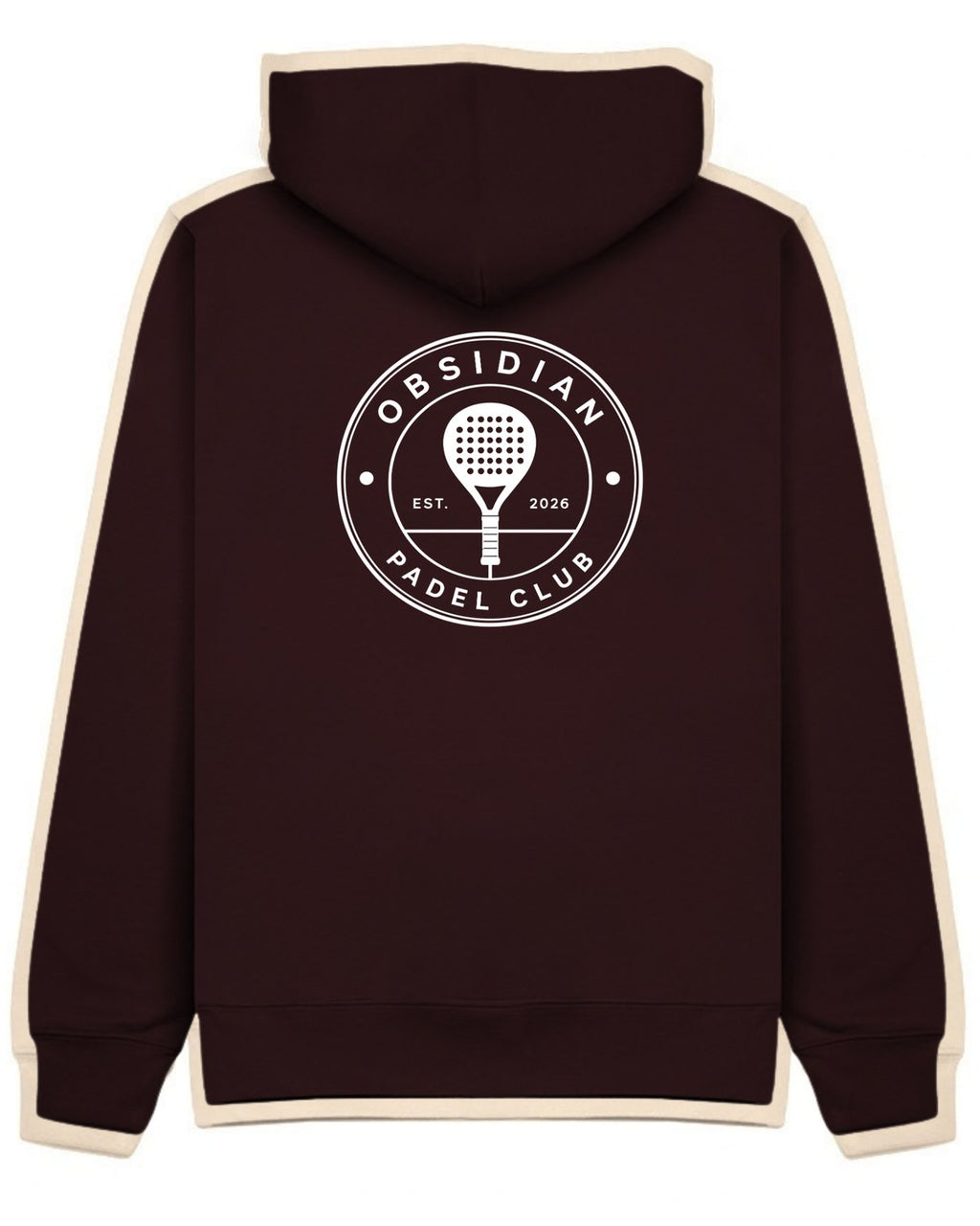 Roundel Hoodie in Cherry with white print, back