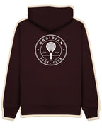 Roundel Hoodie in Cherry with white print, back