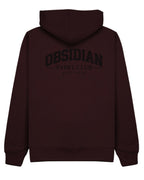 Varsity Hoodie in Cherry with black print, back