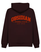 Varsity Hoodie in Cherry with red print, back