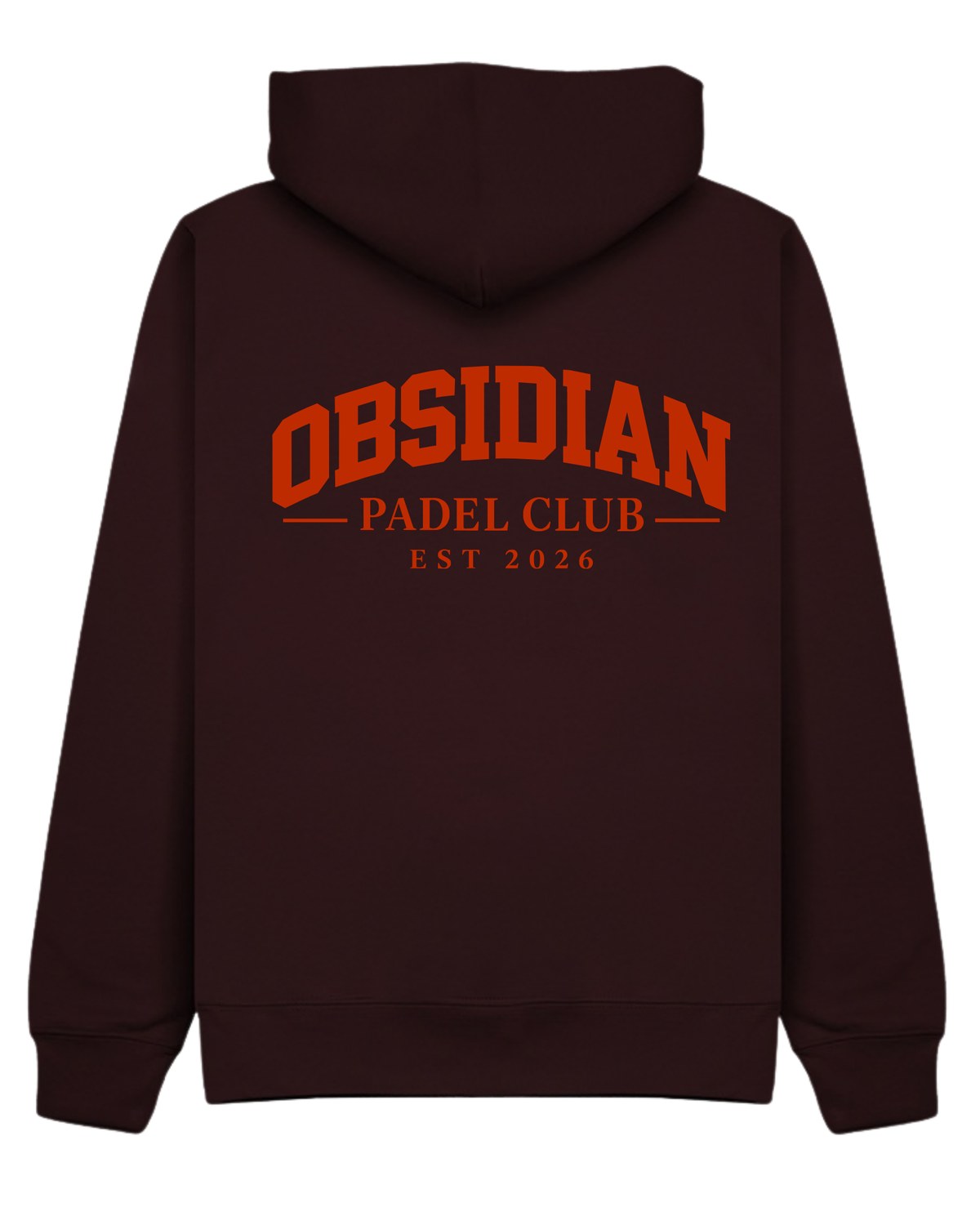 Varsity Hoodie in Cherry with red print, back