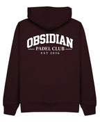 Varsity Hoodie in Cherry with white print, back