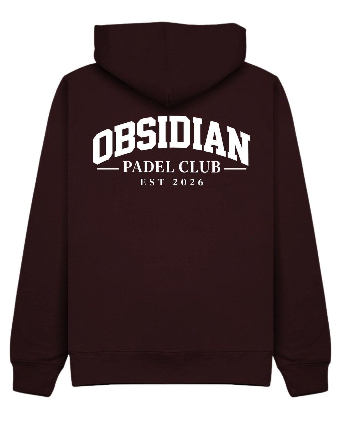 Varsity Hoodie in Cherry with white print, back