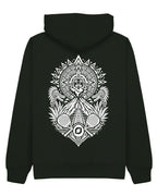 Aztec Hoodie in Green with white print, back