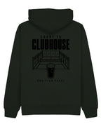 Court to Clubhouse Hoodie in Green with black print, back
