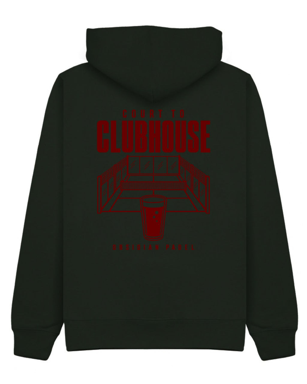 Court to Clubhouse Hoodie in Green with cherry print, back
