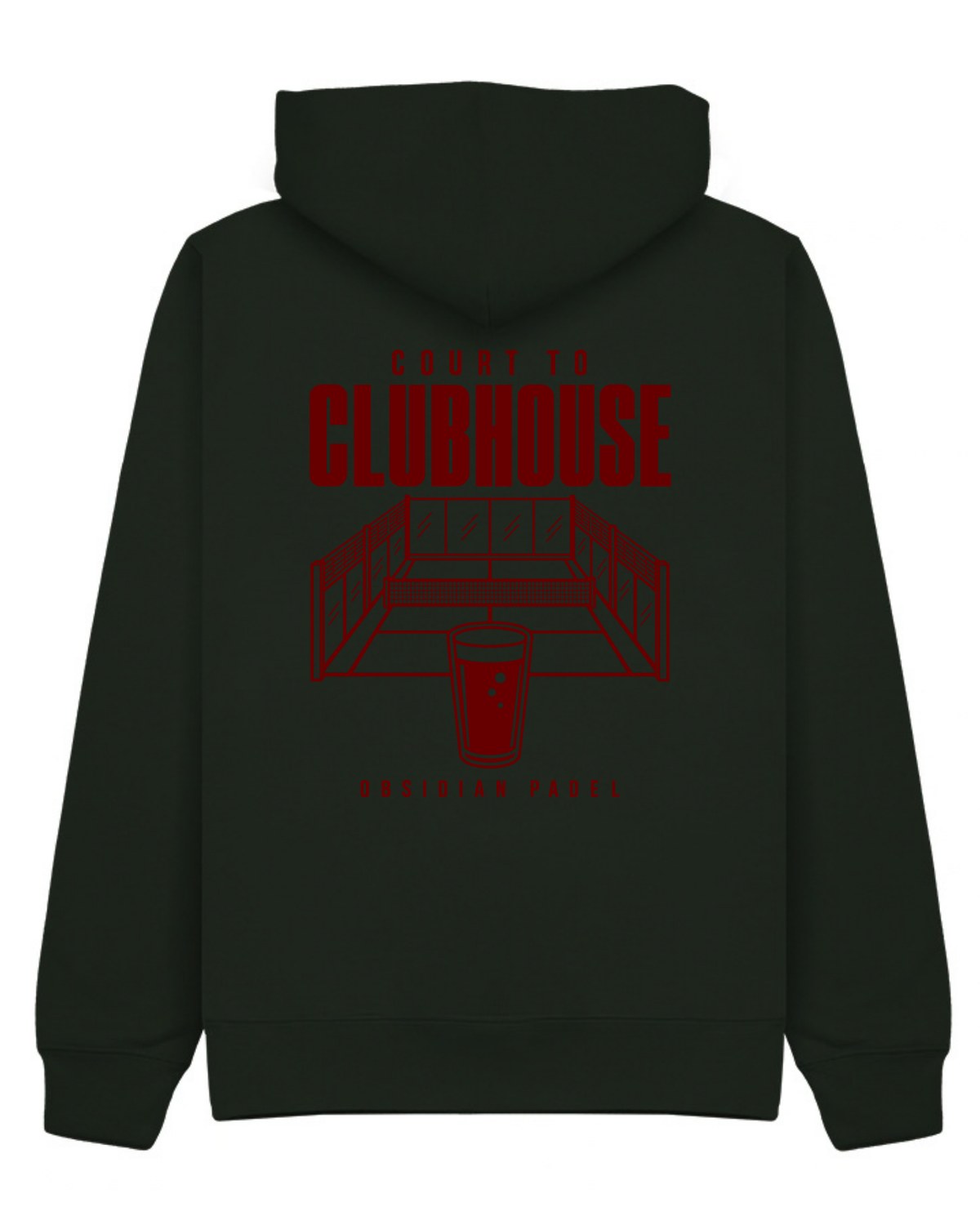 Court to Clubhouse Hoodie in Green with cherry print, back