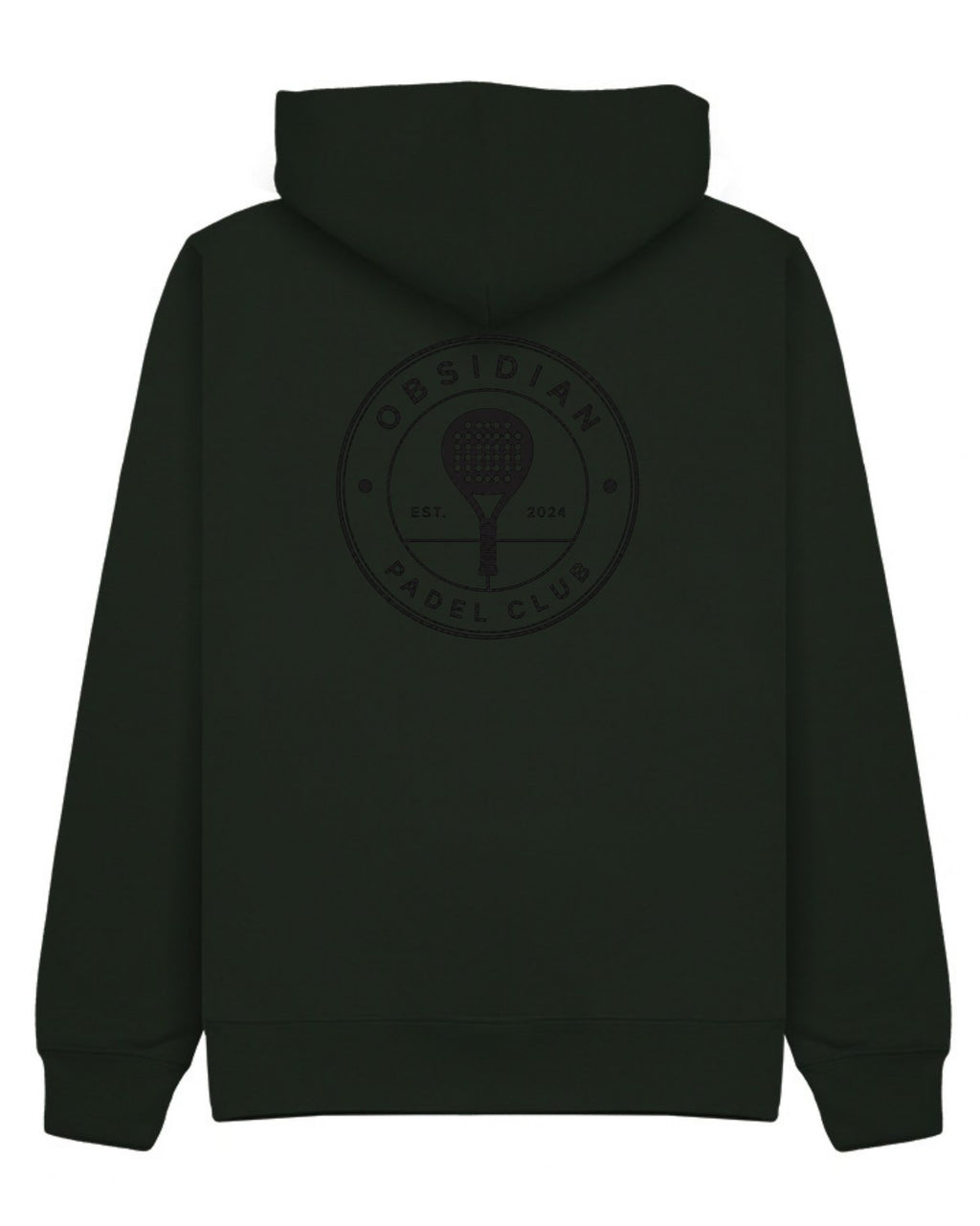Roundel Hoodie in Green with black print, back