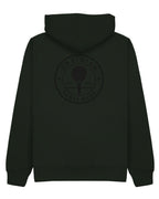 Roundel Hoodie in Green with black print, back