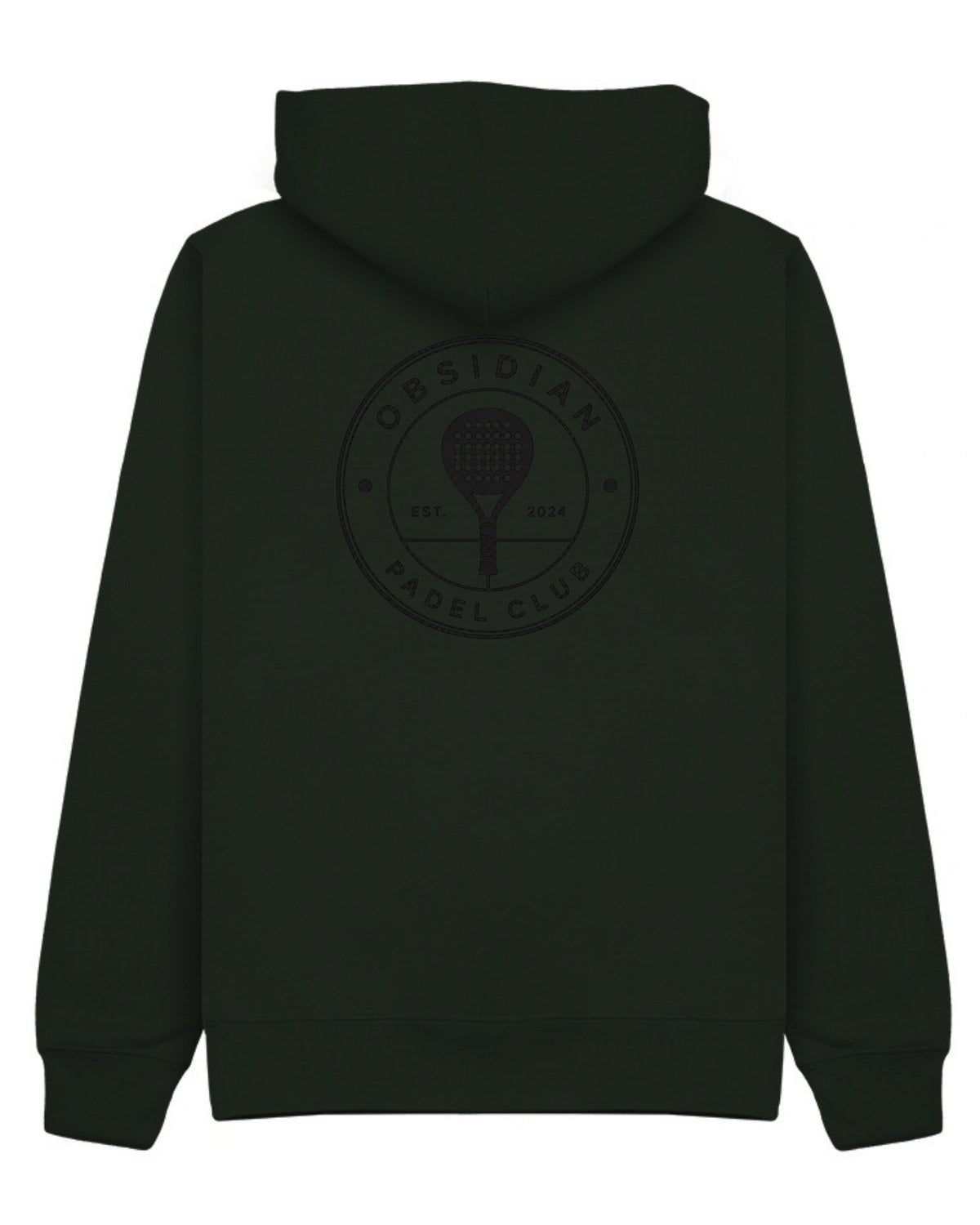 Roundel Hoodie in Green with black print, back
