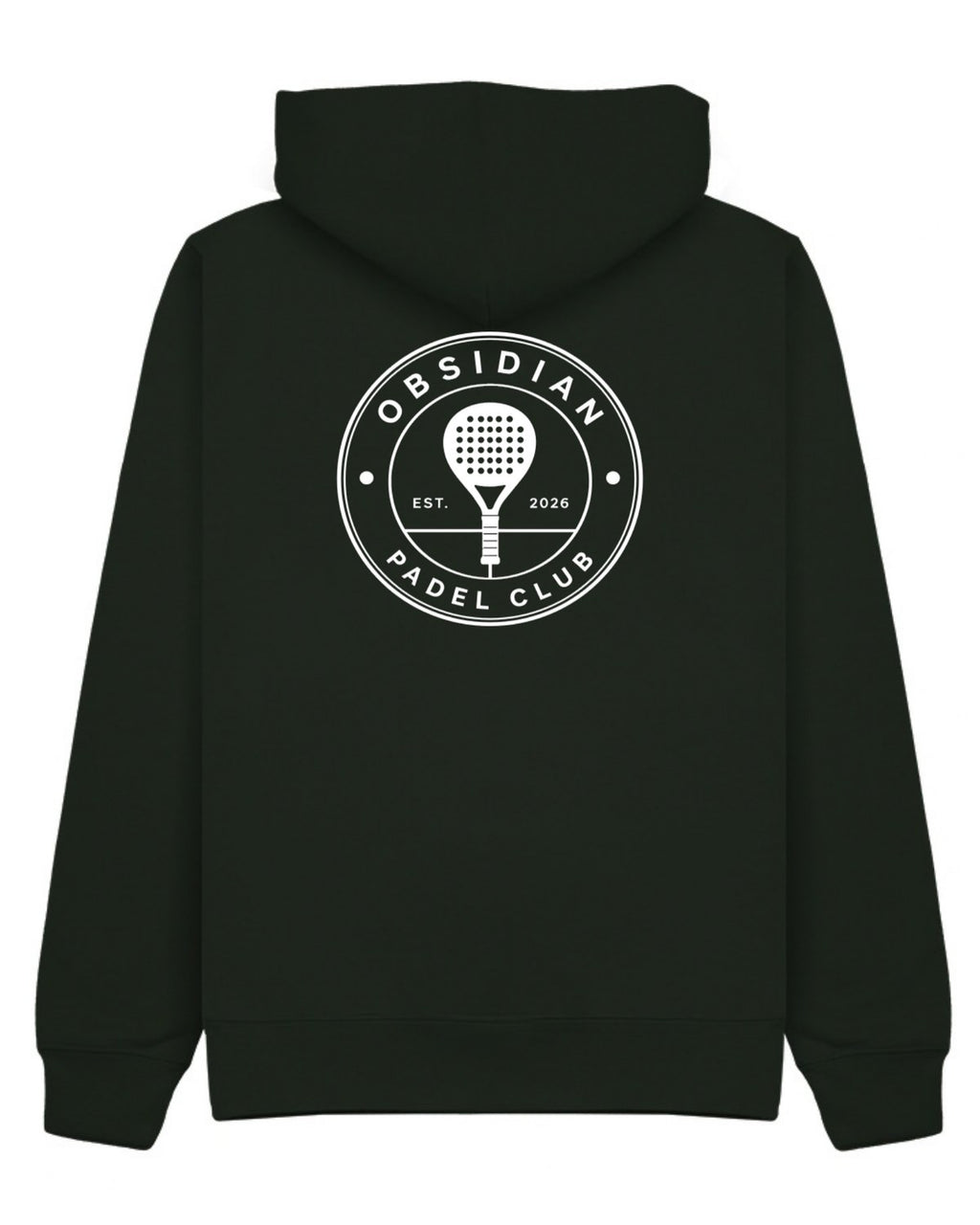 Roundel Hoodie in Green with white print, back