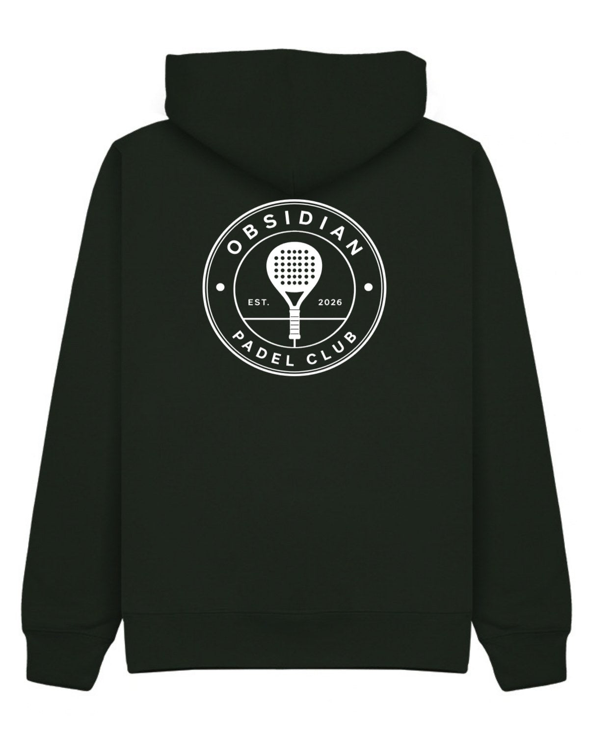 Roundel Hoodie in Green with white print, back