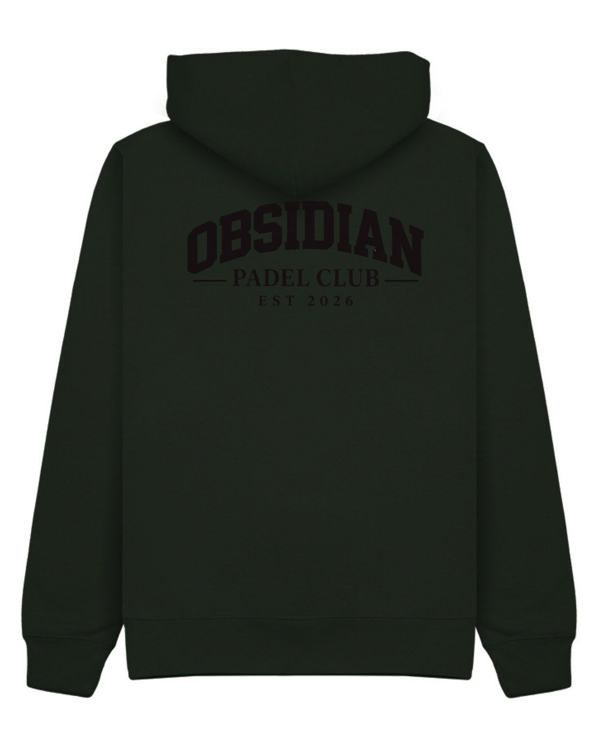 Varsity Hoodie in Green with black print, back