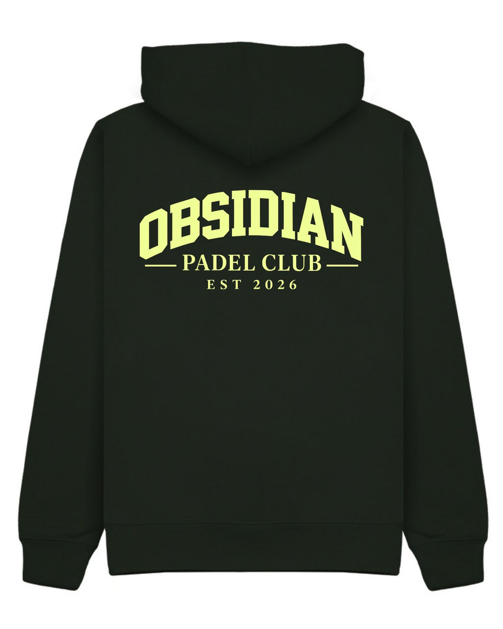 Varsity Hoodie in Green with light yellow print, back
