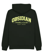 Varsity Hoodie in Green with light yellow print, back