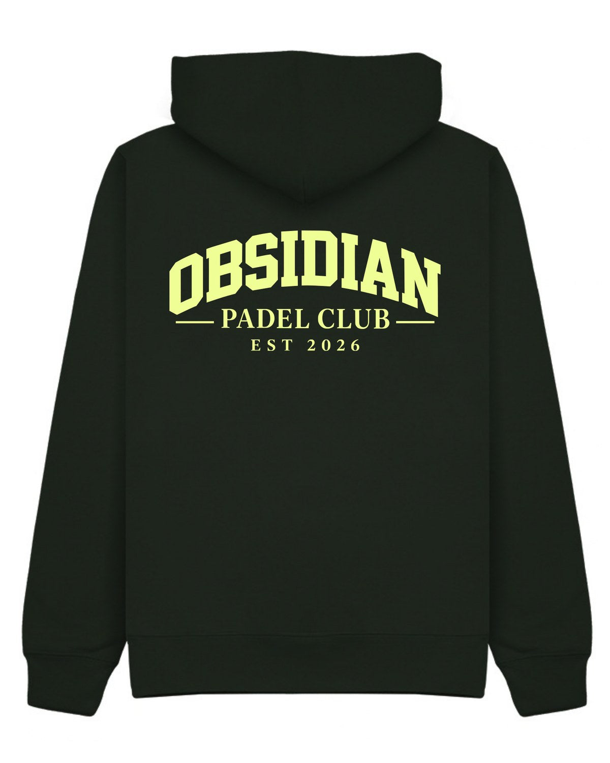 Varsity Hoodie in Green with light yellow print, back