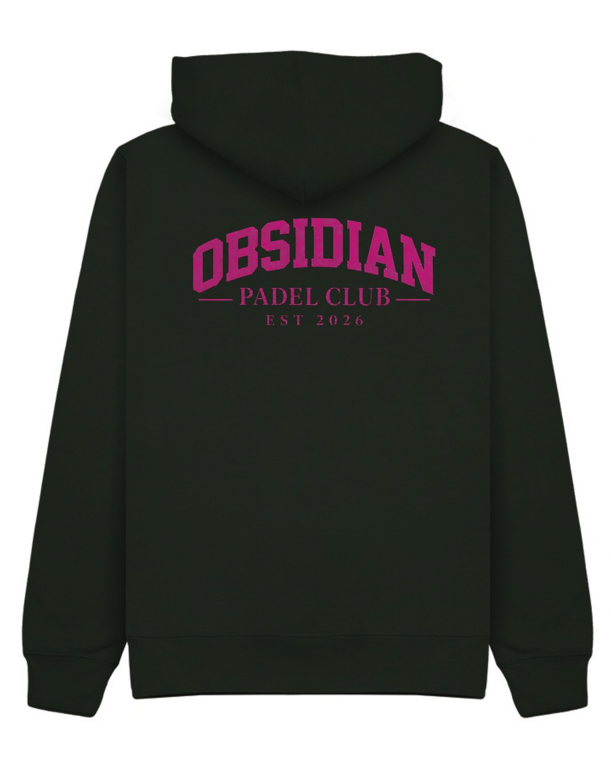 Varsity Hoodie in Green with pink print, back