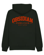 Varsity Hoodie in Green with red print, back