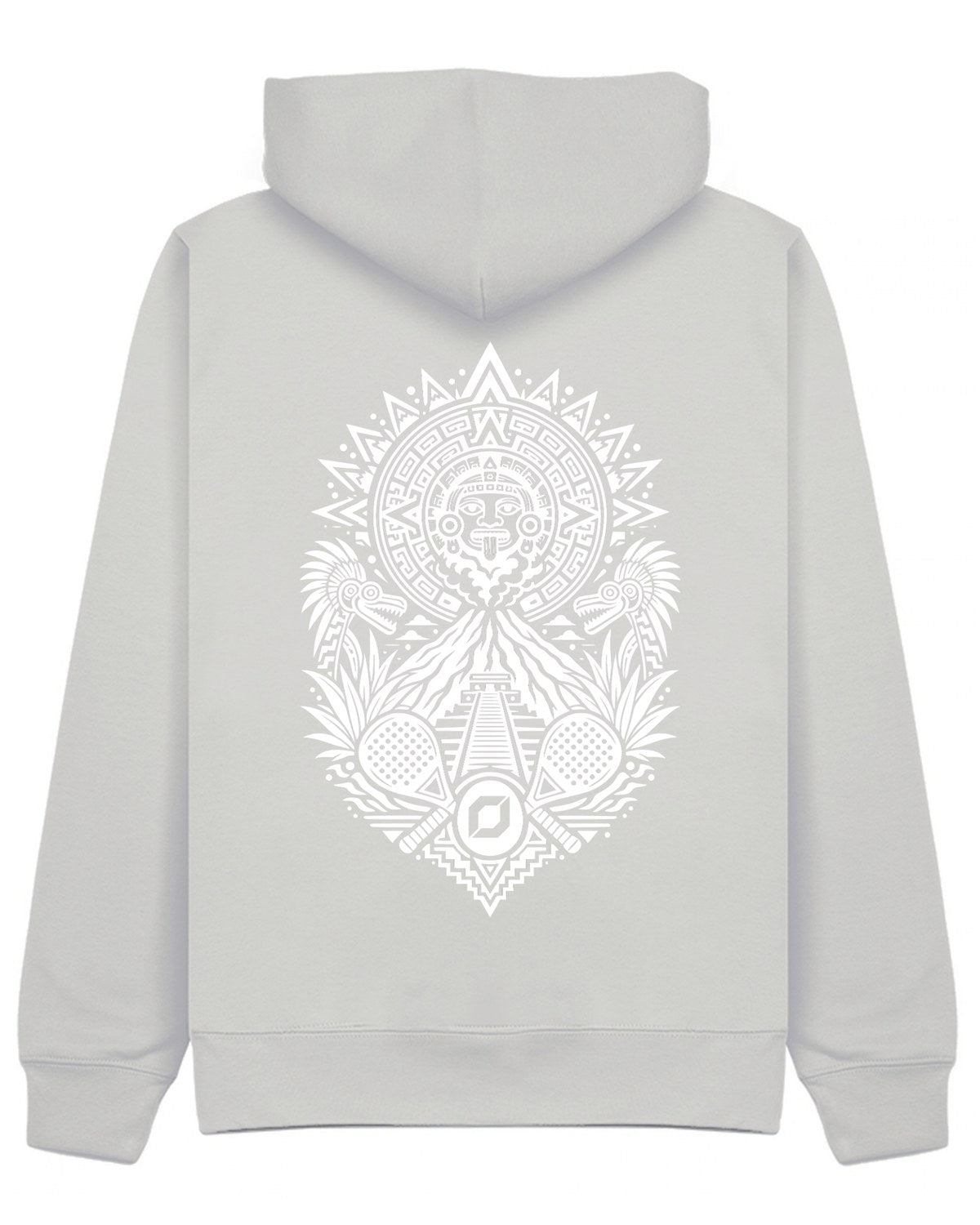 Aztec Hoodie in Grey with white print, back
