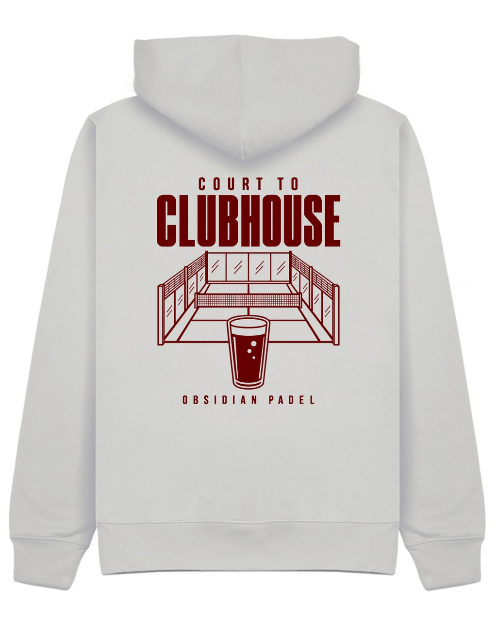 Court to Clubhouse Hoodie in Grey with cherry print, back