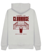 Court to Clubhouse Hoodie in Grey with cherry print, back