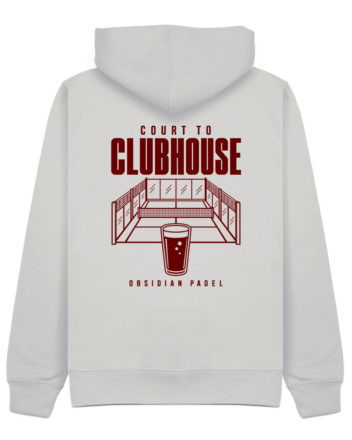 Court to Clubhouse Hoodie in Grey with cherry print, back