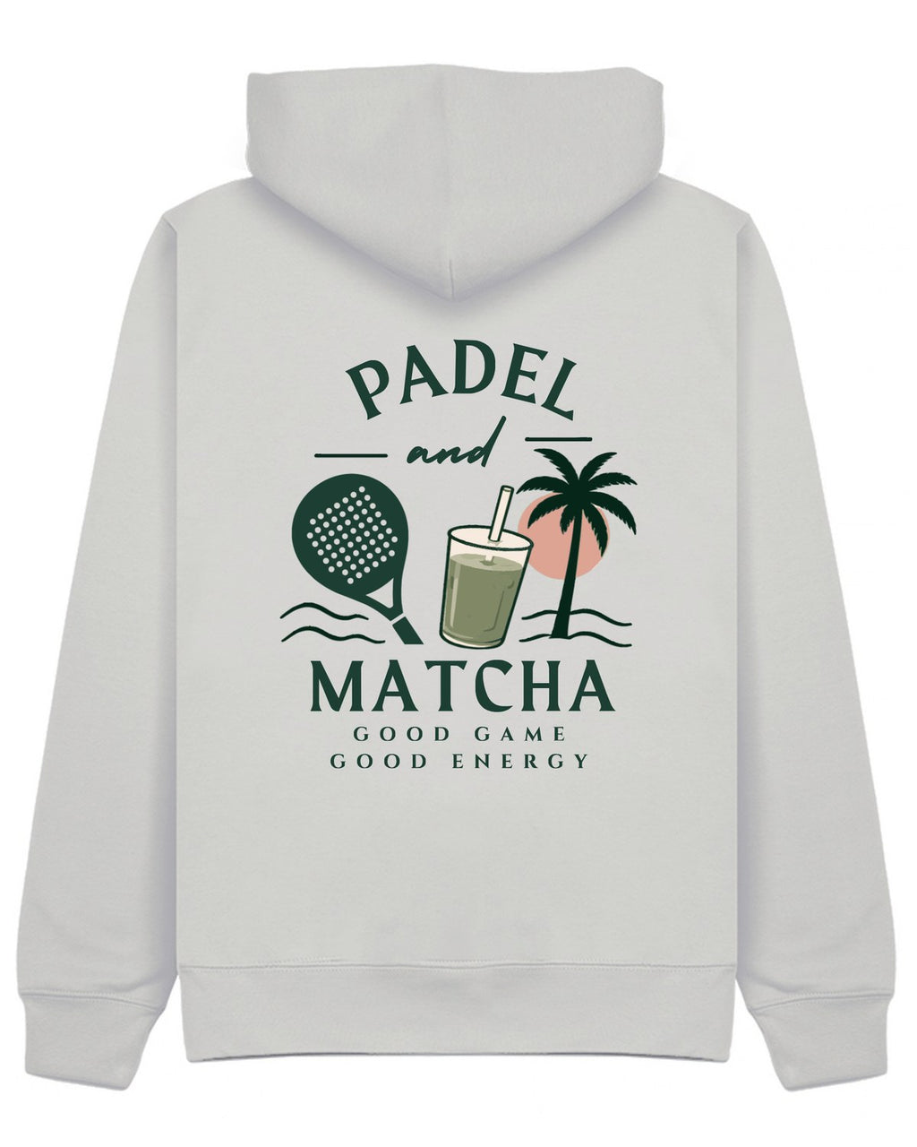 Padel & Matcha Hoodie in Grey, back