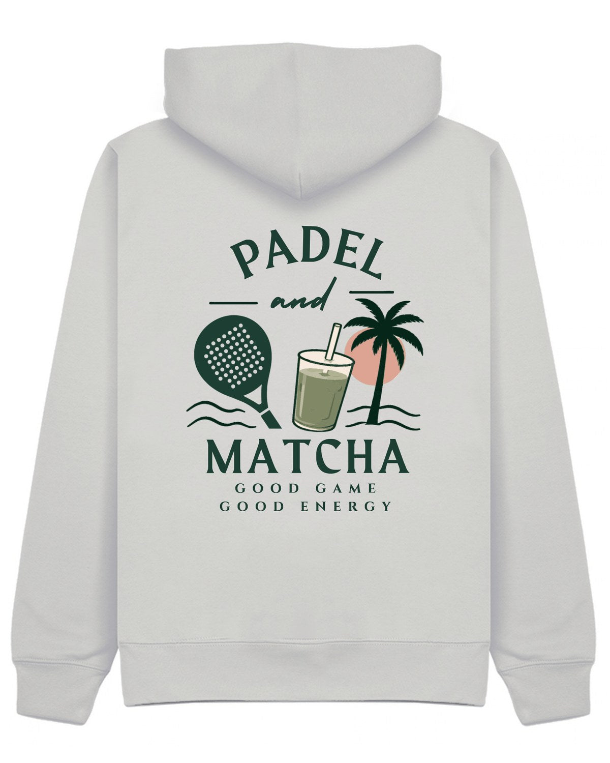 Padel & Matcha Hoodie in Grey, back