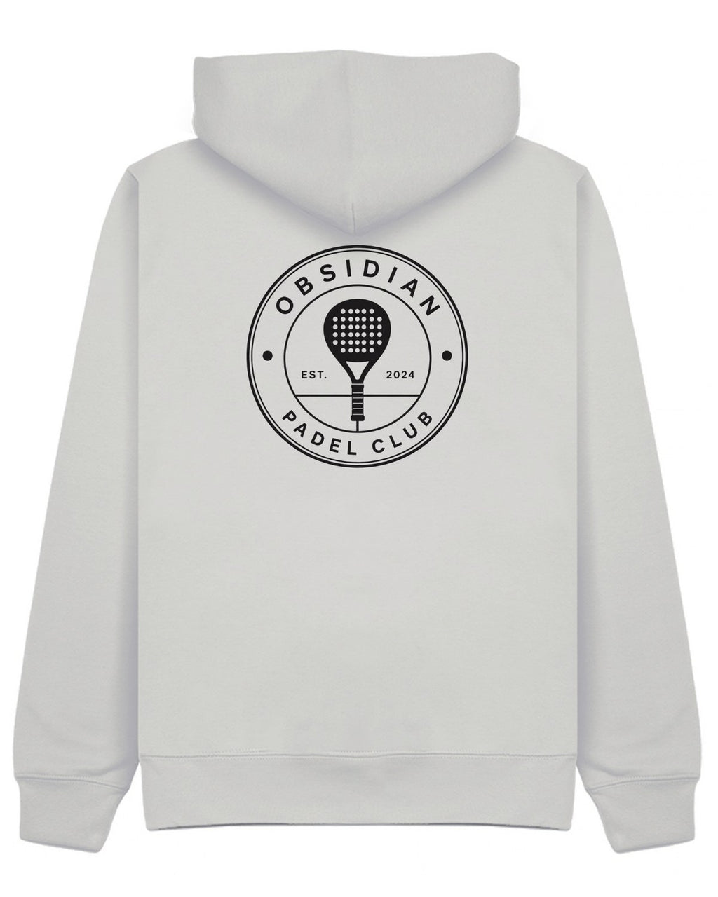 Roundel Hoodie in Grey with black print, back