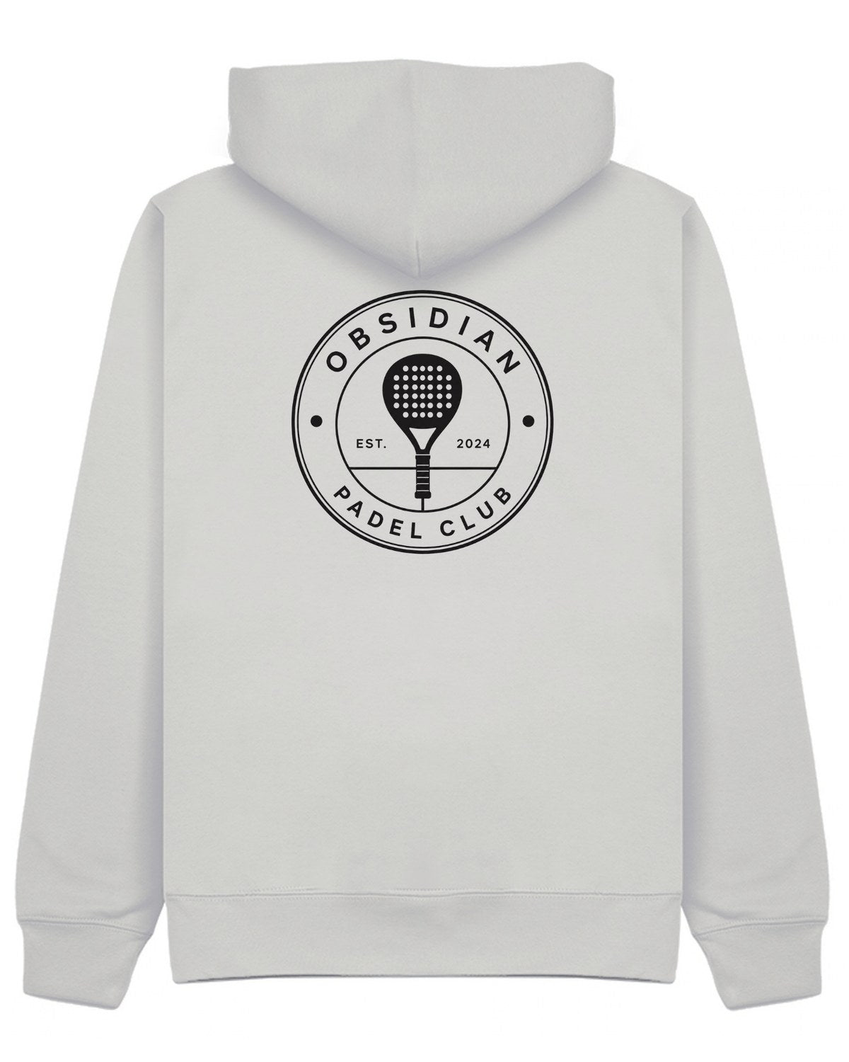 Roundel Hoodie in Grey with black print, back