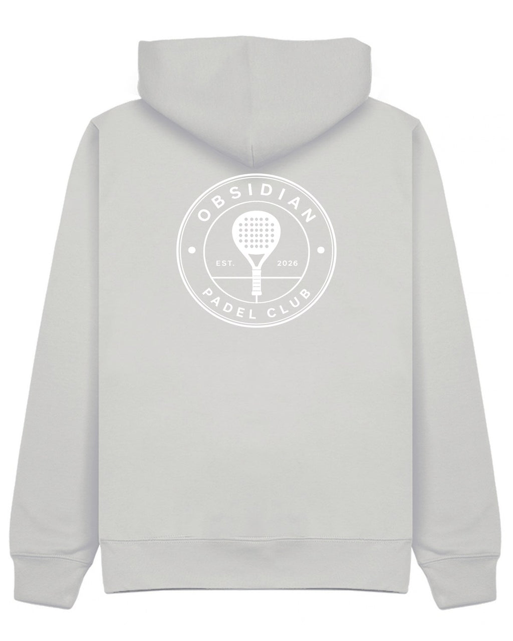 Roundel Hoodie in Grey with white print, back
